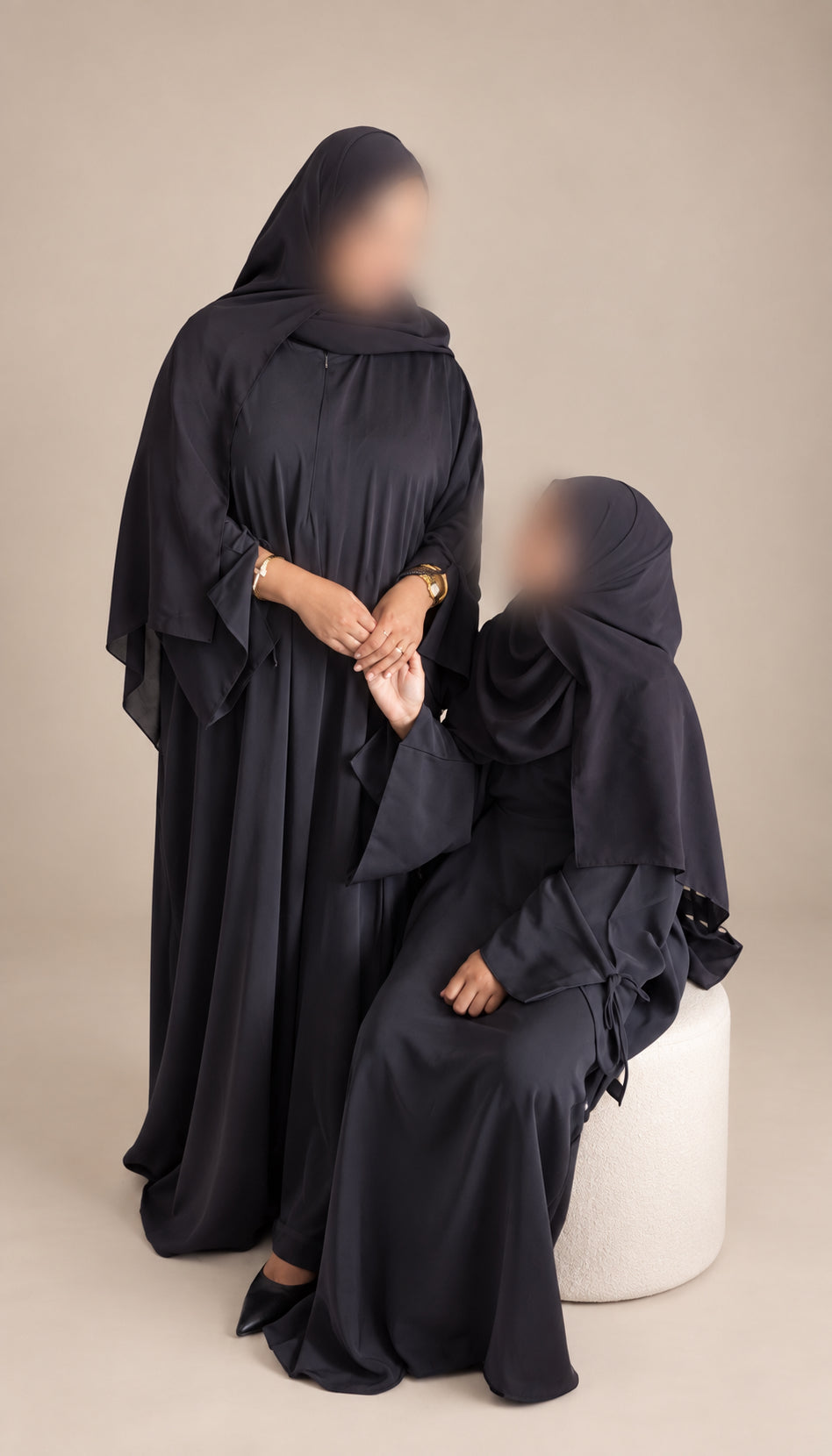 The Uqdah Abaya | Bow Sleeve Abaya | Charcoal | Adults 50 - 60
